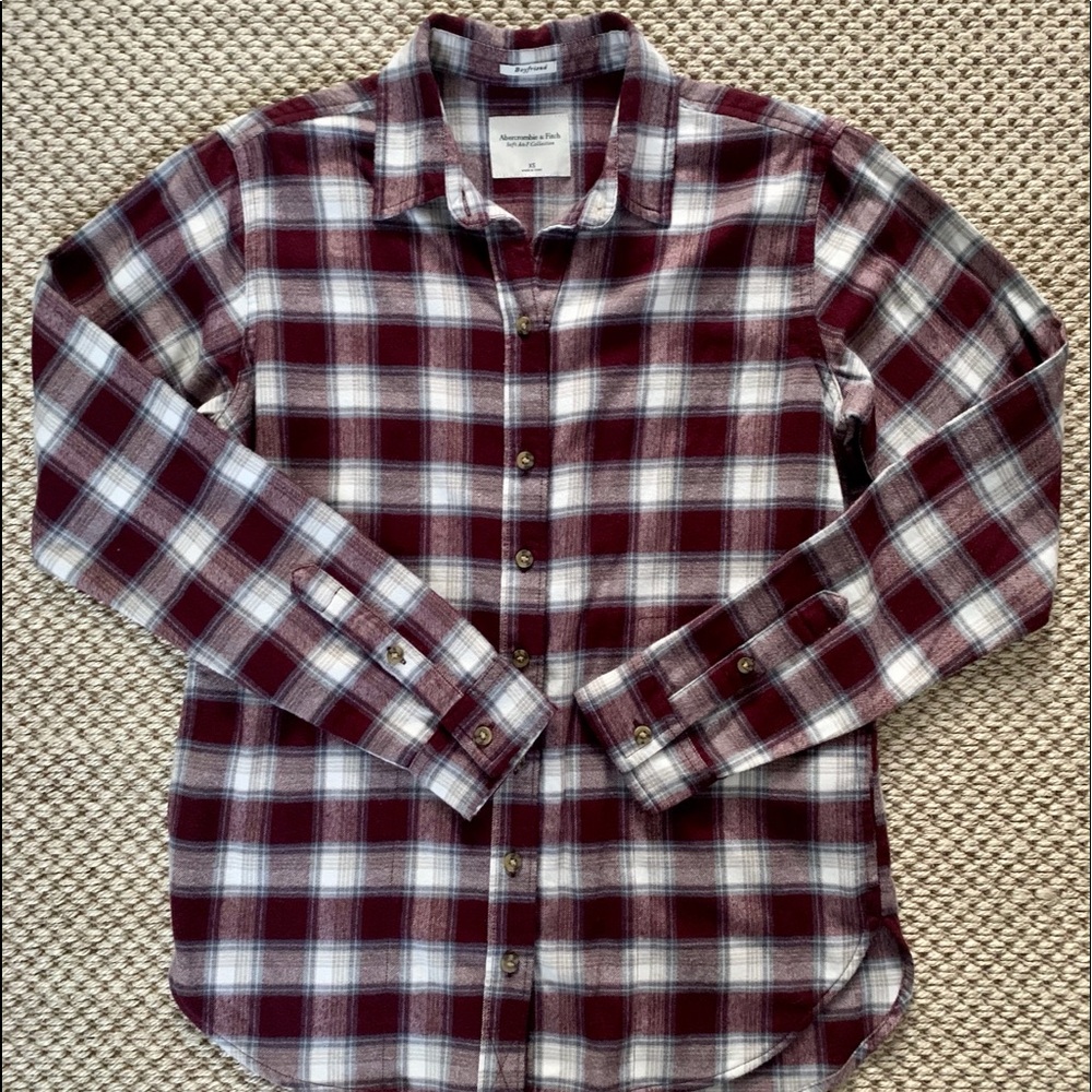 Abercrombie & Fitch Plaid Boyfriend Shirt XS - Picture 1 of 6